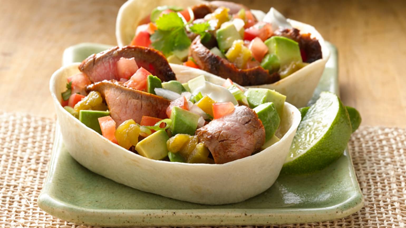 Zesty Steak & Avocado Tortilla Bowls